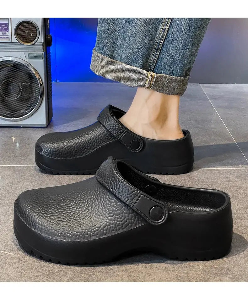 2025 Men's EVA Sandals Summer Large Black Kitchen Anti-Slip Work Shoes Waterproof Oil-Repellent Chef Shoes Kitchen Accessories NovaCart