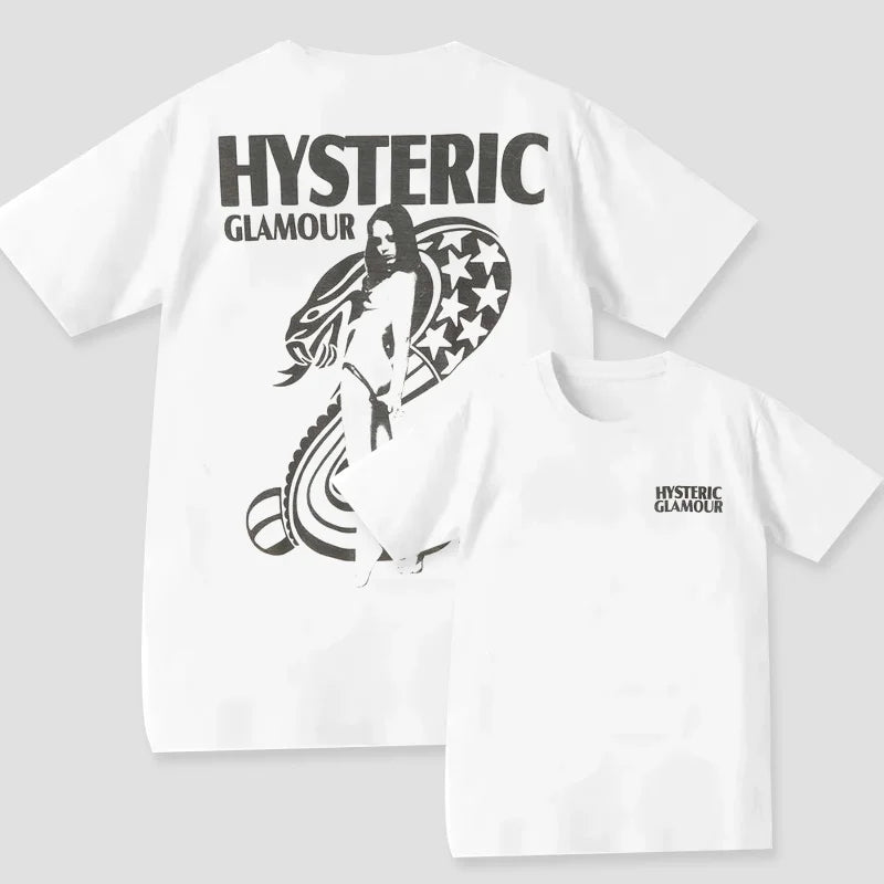 2025 Summer New High Quality HYSTERIC Printed Graphic T-shirts Men and Women Short Sleeved High Quality T-shirts Street Wear NovaCart