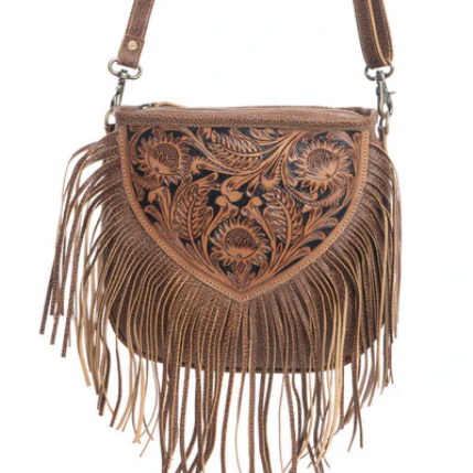 Hand tooled Fringe Bag Country in My Heart