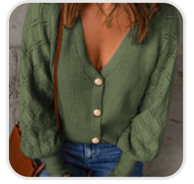 Bishop Sleeve Cardigan Sweater (Green) Kacee Lillie Boutique