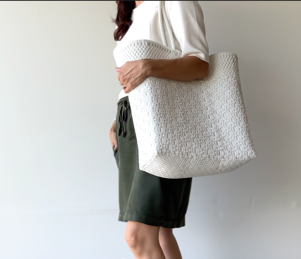 Authentic Mexican Handwoven White Tote Bag MexiMexi
