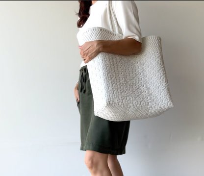 Authentic Mexican Handwoven White Tote Bag MexiMexi
