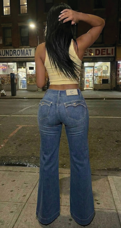 Forbidden Fit Wide Leg Jean - Savage Wash Apple Bottom Jeans