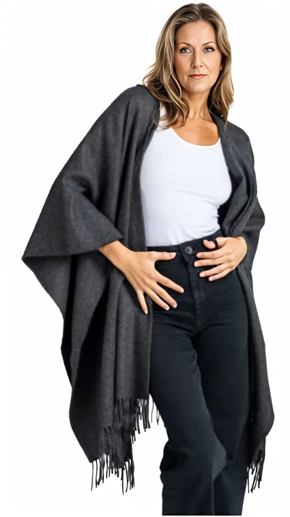 Premium Classic Solid Alpaca Poncho Purely Alpaca