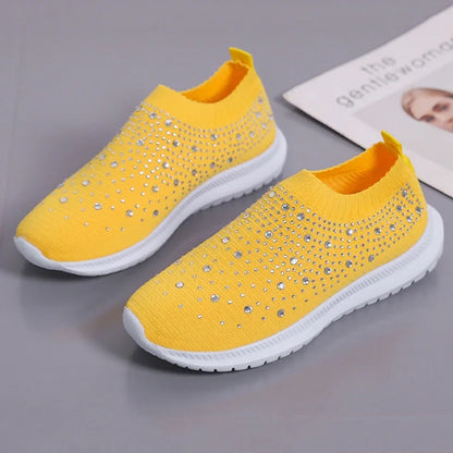 2024 New Crystal Breathable Mesh Sneaker Shoes for Women Comfortable Soft Bottom Flats Plus Size 43 Non Slip Casual Shoes Woman NovaCart