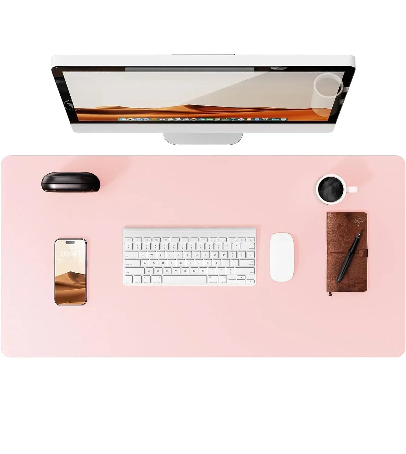 Large Mouse Pad,Office Desk Mat, Leather Desk Pad Protector, Non-Slip PU Leather Desk Blotter, Laptop Desk Pad Pi-Mart