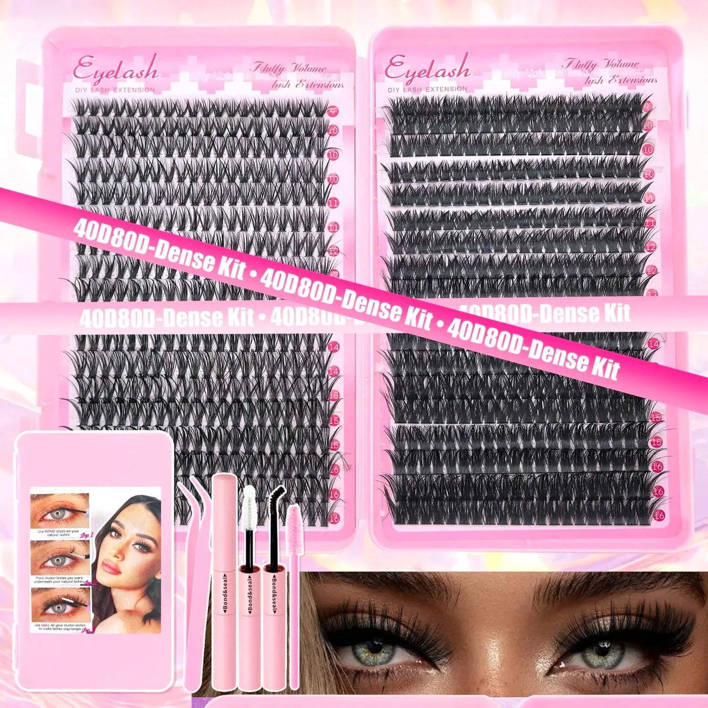 DIY Lash Extension Kit Clusters Individual Eyelashes Kit 9-16mm with Bond and Seal Wispy Natural Mange Lashes NovaCart