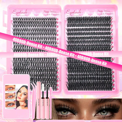 DIY Lash Extension Kit Clusters Individual Eyelashes Kit 9-16mm with Bond and Seal Wispy Natural Mange Lashes NovaCart