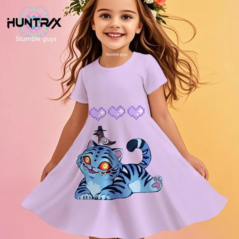 Girls Kpop Cartoon Demon Hunters Dress Summer Kids Anime Princess Beach Outfit Casual Sleepwear NovaCart
