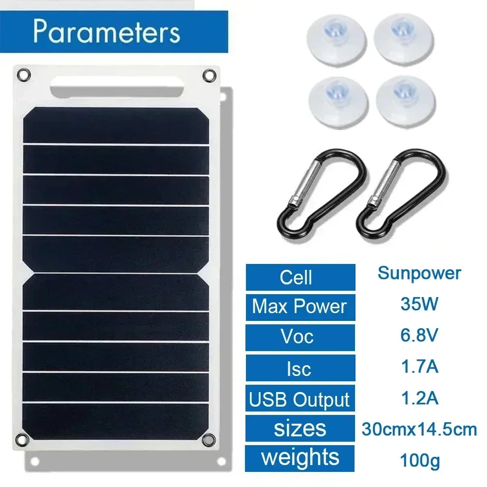 (U.S Stock) 35W Portable Foldable Solar Charger Panel Dual USB Ports Fast Charging  Power Bank iPhone Camping Outdoor Travel Pi-Mart