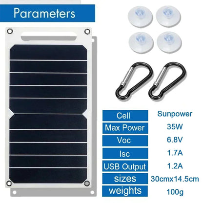 (U.S Stock) 35W Portable Foldable Solar Charger Panel Dual USB Ports Fast Charging  Power Bank iPhone Camping Outdoor Travel Pi-Mart
