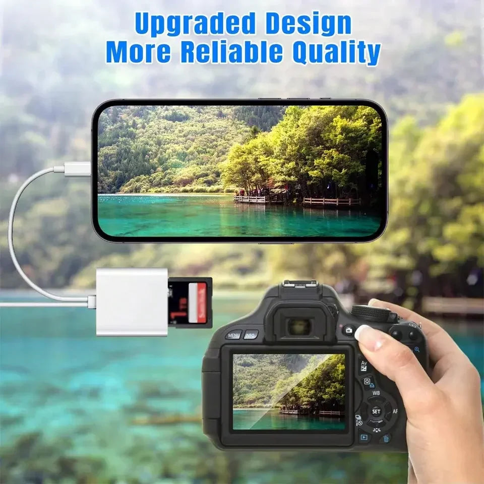 2 In 1 OTG Card Reader Type C Lightning to SD TF Memory Card Adapter For PC Laptop iPhone Multi Smart Cardreader No APP Requires Pi-Mart