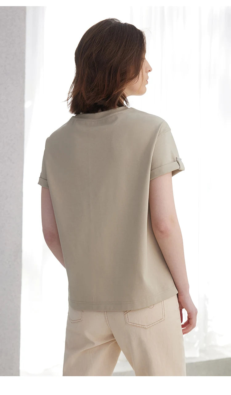 K2123L Summer Short Sleeved Clothes Premium Luxury Women's Clothing Combed Cotton Tshirts pima cotton Tee Shirt NovaCart