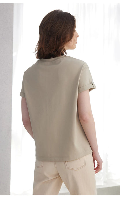 K2123L Summer Short Sleeved Clothes Premium Luxury Women's Clothing Combed Cotton Tshirts pima cotton Tee Shirt NovaCart