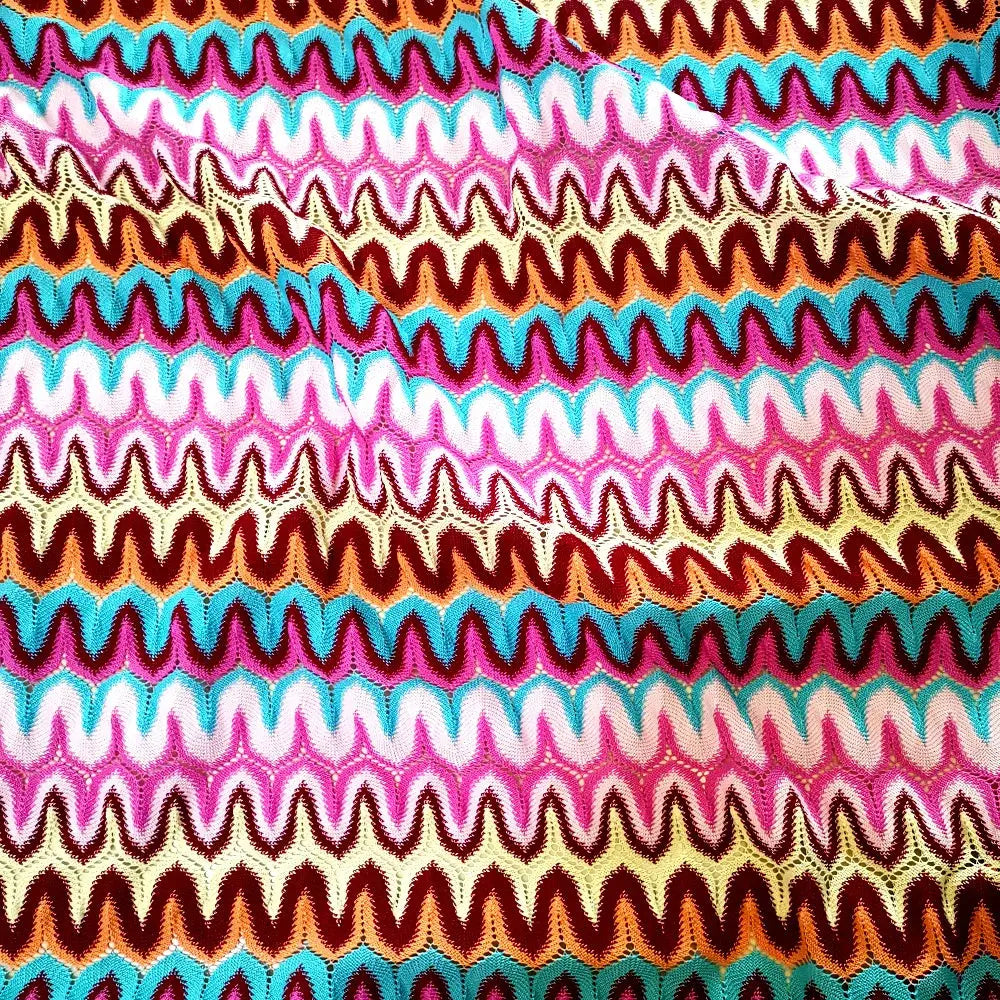 Knitting Lace Fabrics Zig Zag Wave Striped Lace Crochet Mesh Fabric Diy Fashion Cloth 155CM/1078 NovaCart