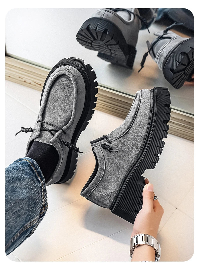 Men's Shoes 2025 Autumn New Style High-heel Thick-soled Loafers, Durable and Retro Casual Shoes, Everyday Street Trend Sneakers NovaCart