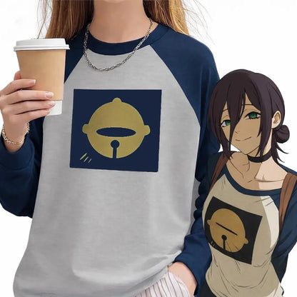 Japanese Anime Reze Cosplay Long-sleeve T-shirt Chainsaw Men's And Women's Clothes Y2K Street Harajuku Style Crew Neck Top NovaCart