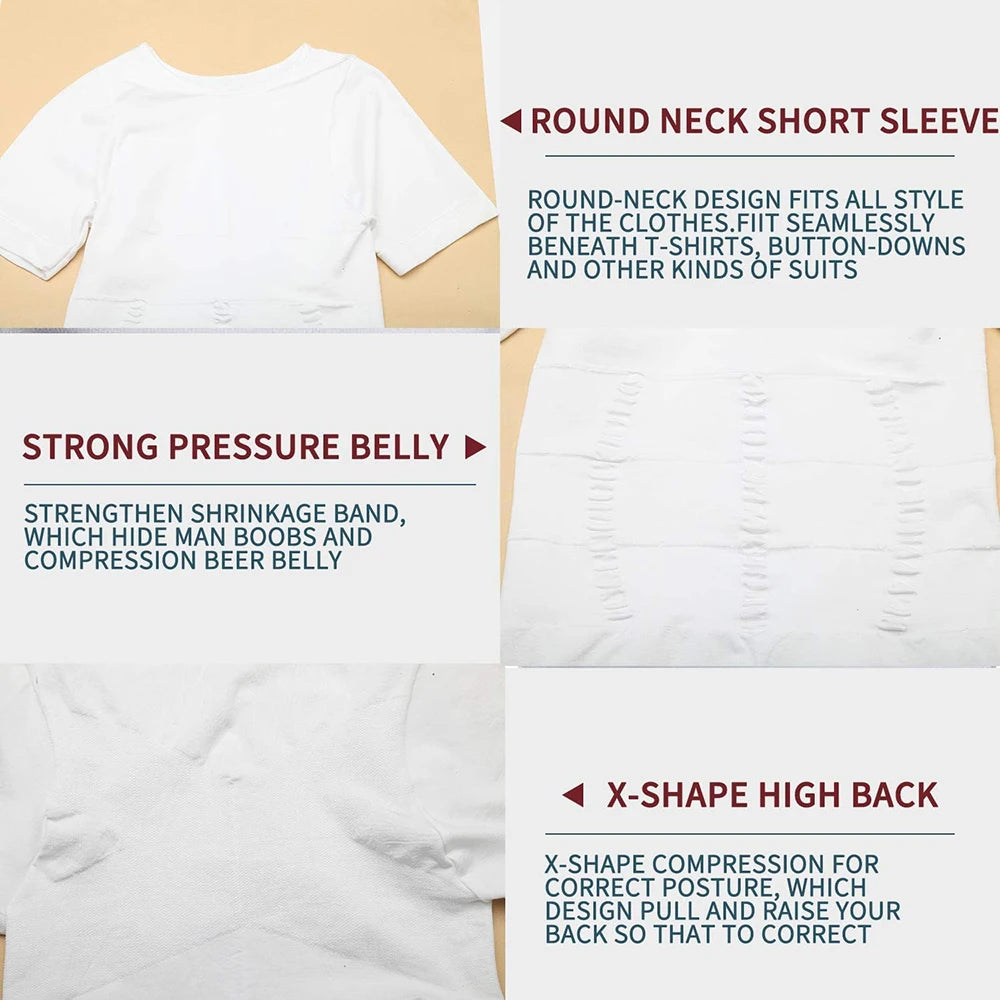 2PCS Men's Body Shaper Slimming Vest T-Shirt Elastic Slim Shapewear Compression Undershirts Tummy Control Waist Trainer Tank Top NovaCart