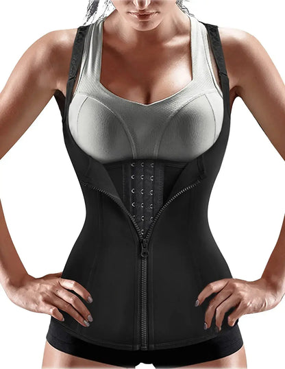Women Waist Trainer Corset Zipper Vest Body Shaper Cincher Shapewear Slimming Belt Sports Girdle Neoprene Sauna Tank Top NovaCart