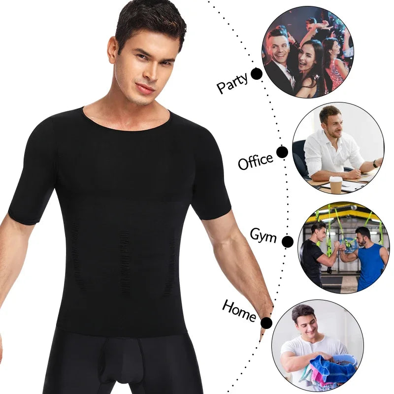 Men Weight Loss Shapewear T-Shirt Body Shaper Slimming Compression Shirts Gynecomastia Undershirt Waist Trainer Muscle Tank Tops NovaCart