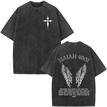 Christian Jesus Faith Over Fear Bible Verse Washed T-shirts Men Women Fashion Vintage Oversized T Shirts Harajuku Cotton T-shirt NovaCart