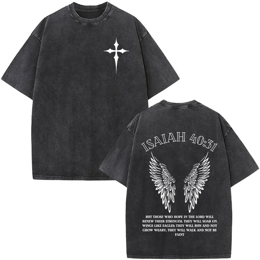 Christian Jesus Faith Over Fear Bible Verse Washed T-shirts Men Women Fashion Vintage Oversized T Shirts Harajuku Cotton T-shirt NovaCart