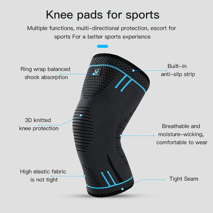 1 Pc Elastic Breathable Compression Knee Support Sleeve for Basketball Running Cycling Pi-Mart