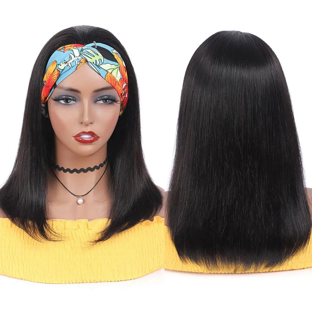 Headband Wig Human Hair Bone Straight Human Hair Wigs Full Machine Made Peruvian Human Hair Wigs For Black Women Easy to Go 180% NovaCart
