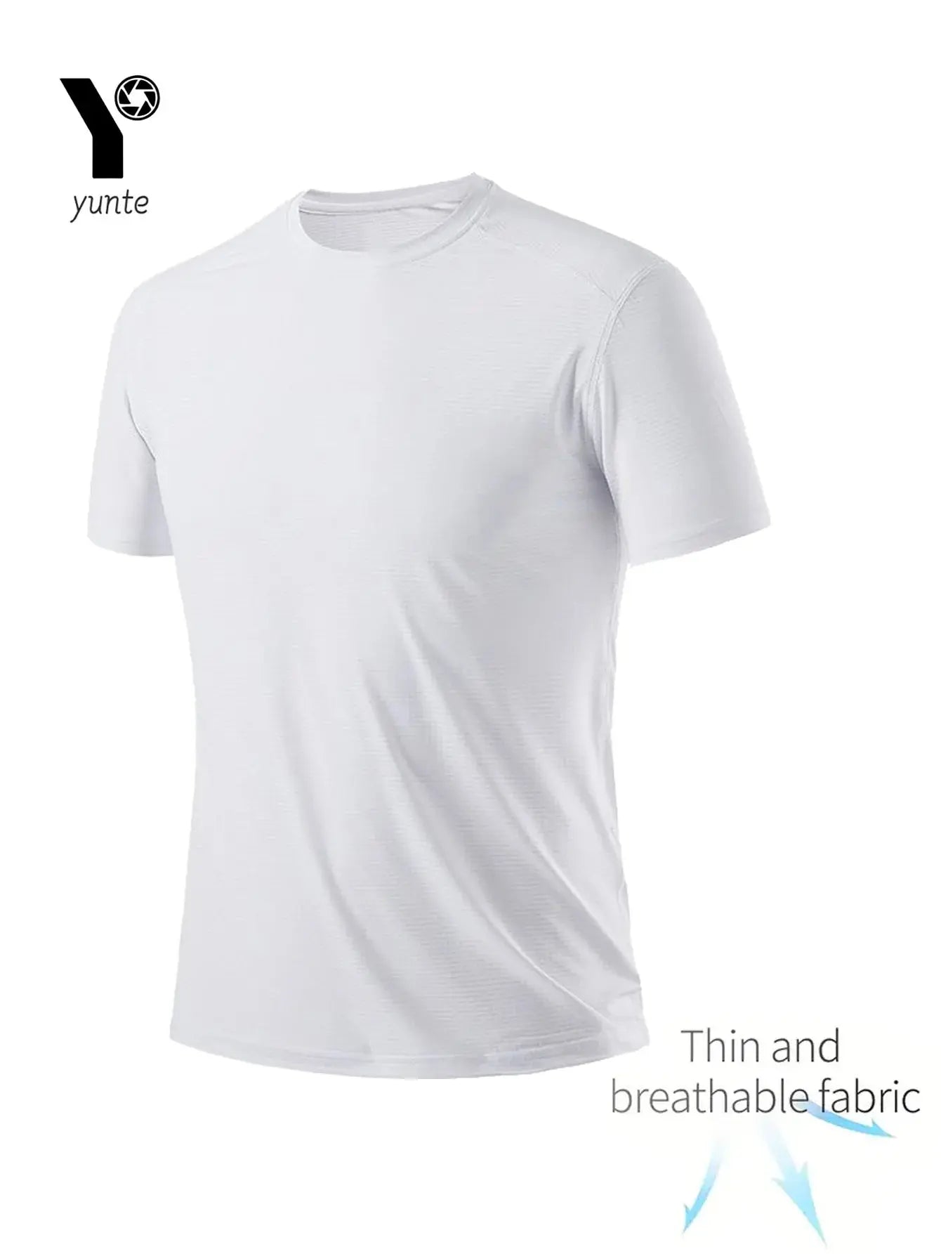 Round Neck T-Shirt 4-Pack White Ultra-Light Men's Quick Drying Breathable Sweat-Absorbent Shirt Suitable for Fitness Gym and Run NovaCart