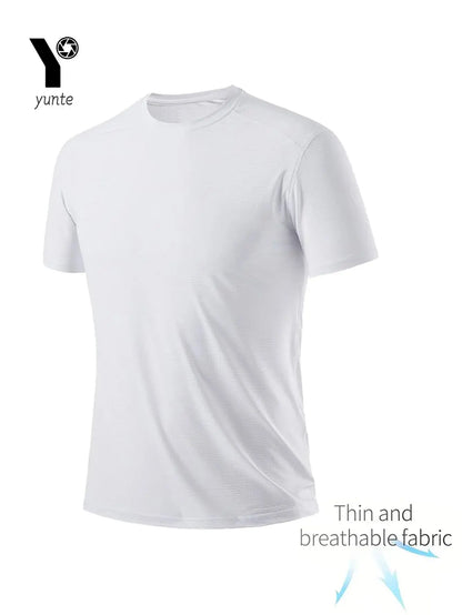 Round Neck T-Shirt 4-Pack White Ultra-Light Men's Quick Drying Breathable Sweat-Absorbent Shirt Suitable for Fitness Gym and Run NovaCart
