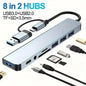 USB C Hub 8In1 7in2 7in1 Type C 3.1 To 4K HDMI Adapter with RJ45 SD/TF Card Reader PD Fast Charge for MacBook Notebook Laptop Pi-Mart