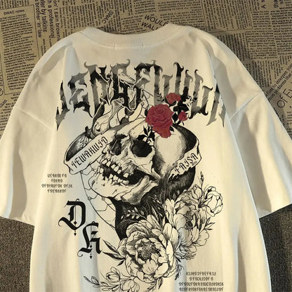 💀 Pure Cotton Retro Skull Print T-Shirt FitiqueFit