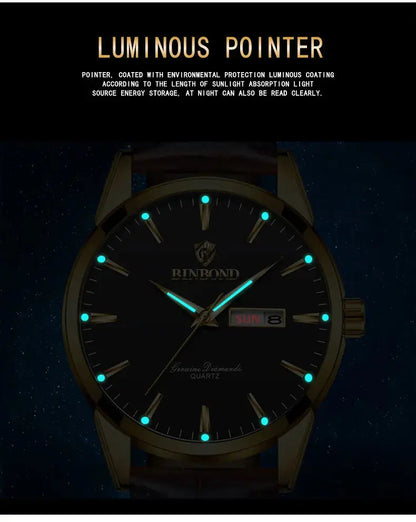 BINBOND Top Luxury Brand Fashion Watch For Men Waterproof Clock Man Date Quartz Wrist Watches Leather Strap Business Man Watch NovaCart
