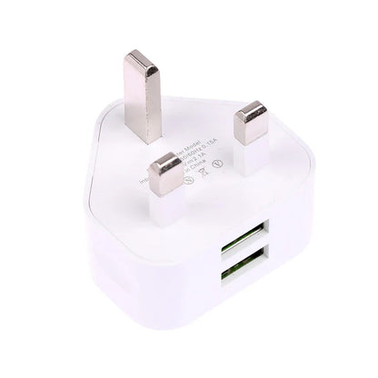 Latest 5V/2.1A Dual USB Port Fast Charger Universal UK Mains 3 Pin Plug Wall Charger Adapter USB Charging For Phone Tablet Pi-Mart
