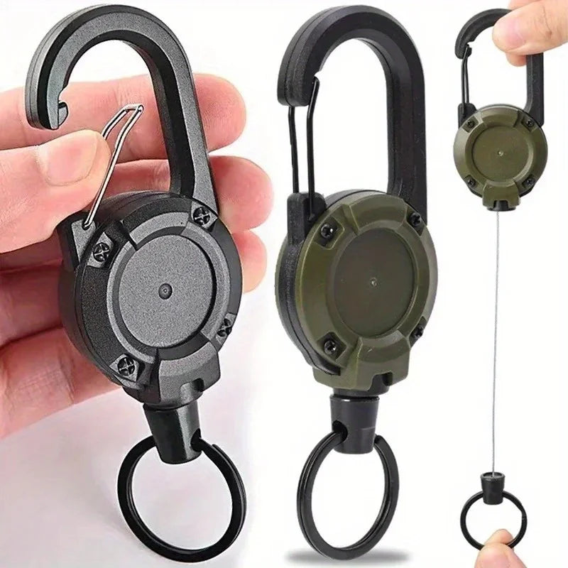 Outdoor Retractable Key Chain Mountaineering Buckle Key Chain Anti-loss Anti-theft High Rebound Easy To Pull Pi-Mart