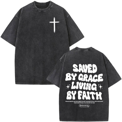 Christian Jesus Faith Over Fear Bible Verse Washed T-shirts Men Women Fashion Vintage Oversized T Shirts Harajuku Cotton T-shirt NovaCart