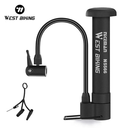 WEST BIKING MTB Bicycle Pump 80 PSI Bike Manual Air Pump Balloon Tire Inflator Schrader Valve Floor Pump Cycling Accesories Pi-Mart