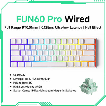 Akko MonsGeek FUN60 Mechanical Keyboard Magnetic Switch 60% Gaming Keyboards Rapid Trigger 0.01mm 8K ARGB HE/TMR Custom Keyboard Pi-Mart