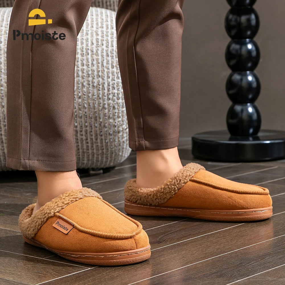 House Suede Slippers for Men TPR Sole Non Slip Durable Soft Warm Memory Foam Cushion Comfortable Living Room Shoes NovaCart