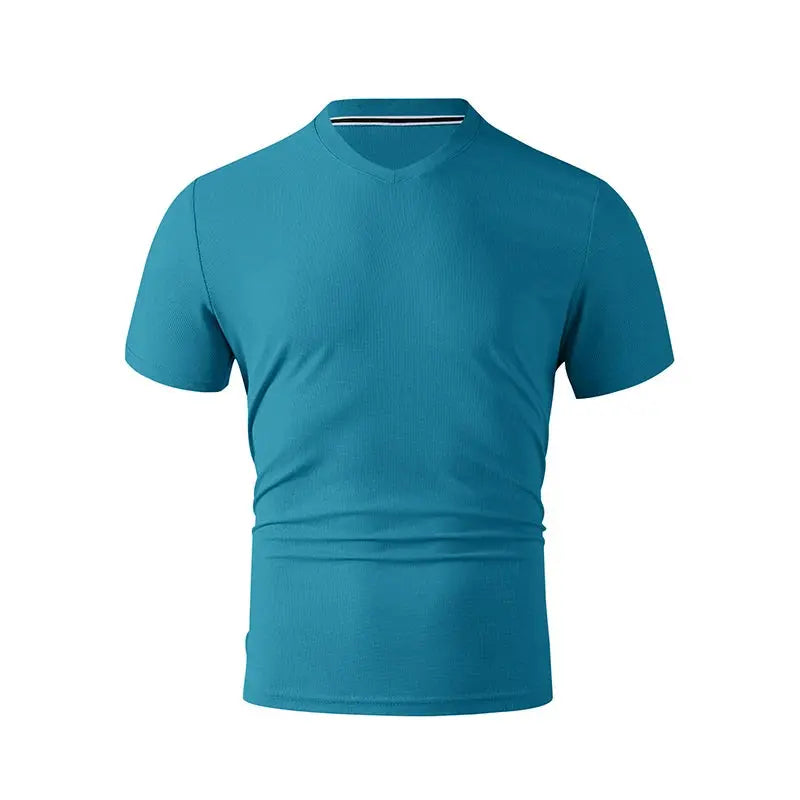 2025 New Men's Casual Fashion Simple V-neck Short Sleeved T-shirt Summer Comfortable Breathable Versatile Top NovaCart