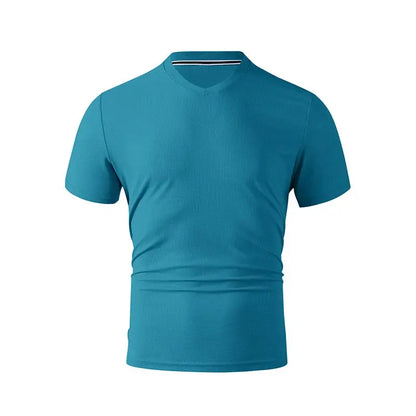 2025 New Men's Casual Fashion Simple V-neck Short Sleeved T-shirt Summer Comfortable Breathable Versatile Top NovaCart