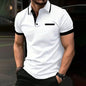 Spring Summer Men Clothes Short Sleeve Turn-down Collar Polo Shirt Fake Pocket Print Business Casual Polo Shirt Resilient Tops NovaCart