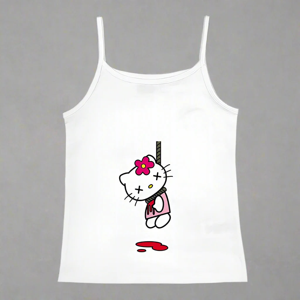 Y2K Hello Kitty Crop Top – Emo Girls Vintage Punk Tank FitiqueFit
