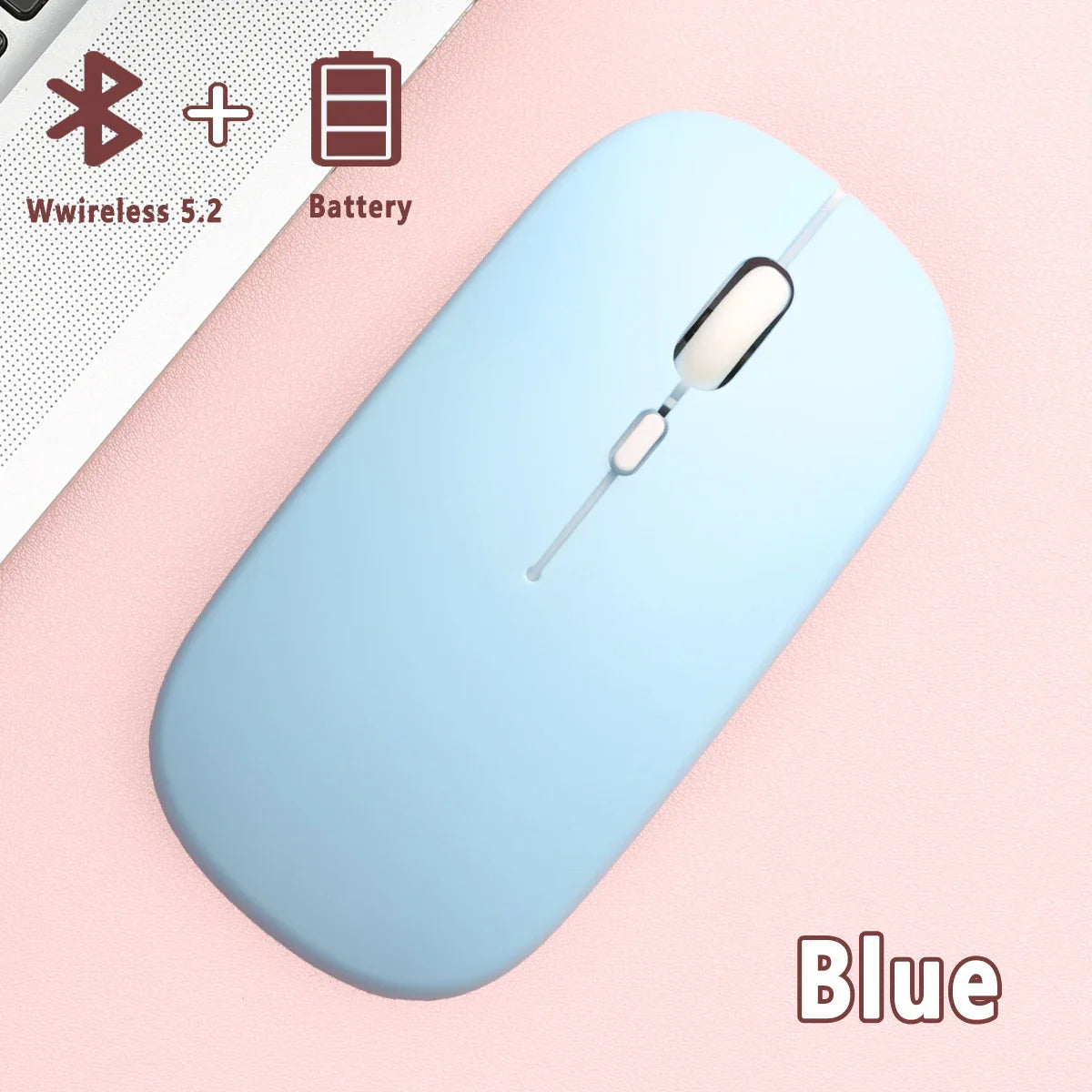 Bluetooth 5.0 Wireless Mouse Ultra Slim Portable Silent Ergonomic for Laptop Tablet PC MacBook Phone Adjustable DPI Ergonomic Pi-Mart
