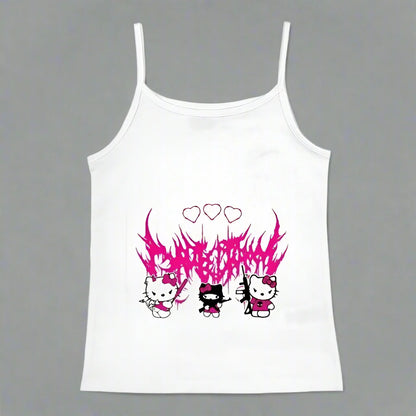 Y2K Hello Kitty Crop Top – Emo Girls Vintage Punk Tank FitiqueFit