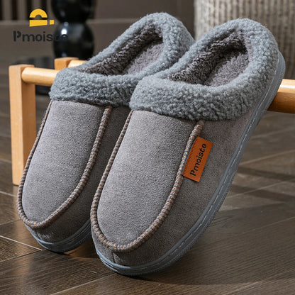 House Suede Slippers for Men TPR Sole Non Slip Durable Soft Warm Memory Foam Cushion Comfortable Living Room Shoes NovaCart