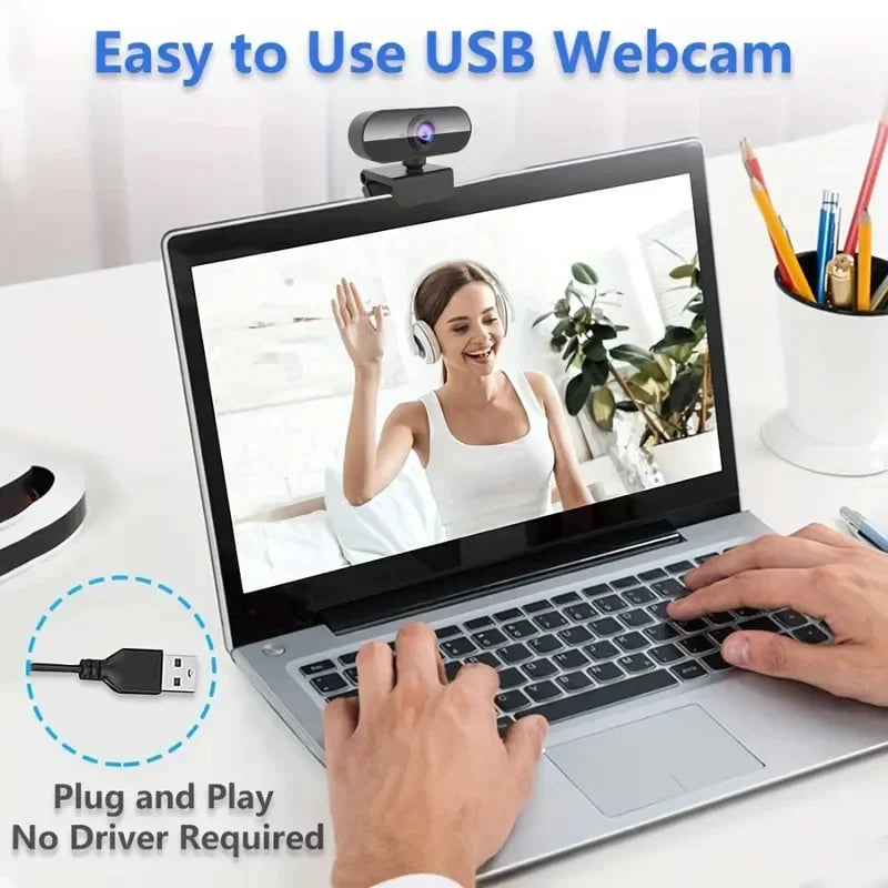 Webcam 1080P Web Cam for Pc Drive-free USB Rotatable Camera with Microphone for Desktop Computer for Video Calling Conference Pi-Mart