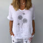 Women Solid Color Cotton Linen Blouse