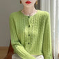 Long Sleeve Knitted O-neck Basic Thick Warm Cardigan