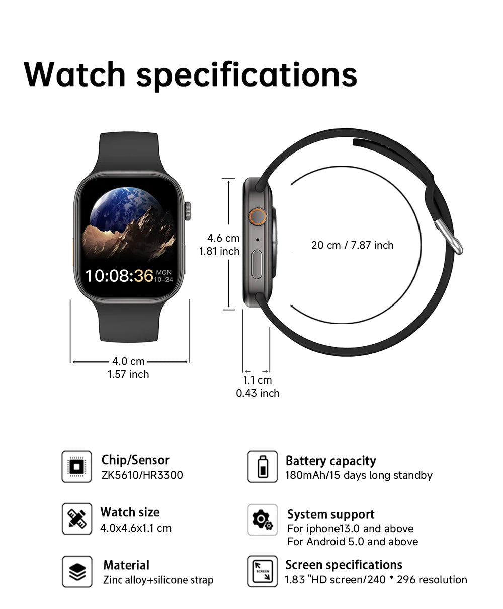 2026 Smart Watch 1.83" HD Screen Bluetooth Call Heart Rate Monitoring 120+ Sports Modes Waterproof for Men Woman Smartwatch Gift NovaCart